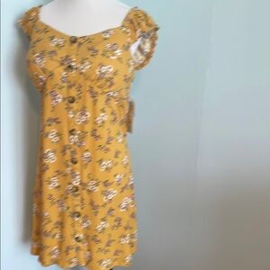 No Boundaries Yellow Square Neck Mini Sundress